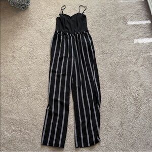 Black and White Striped Jumpsuit (sweetheart neckline)
